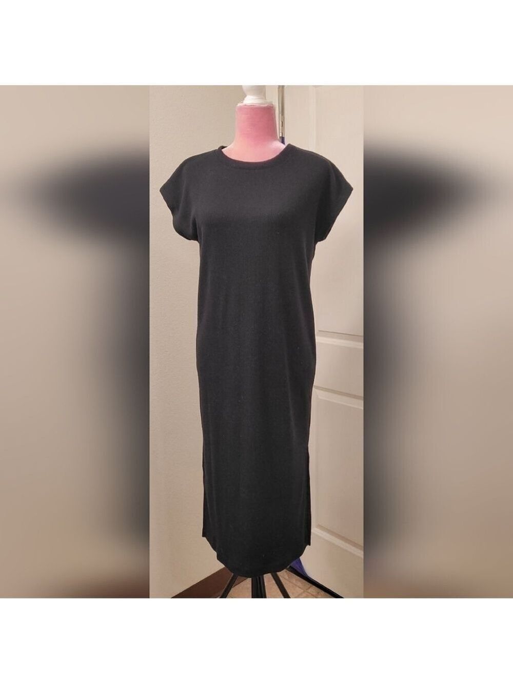 Madewell Black Ribbed Shoulder Tee Dress Sz XS
